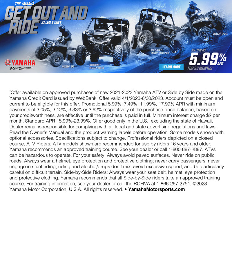 The Yamaha GET OUT AND RIDE Sales Event